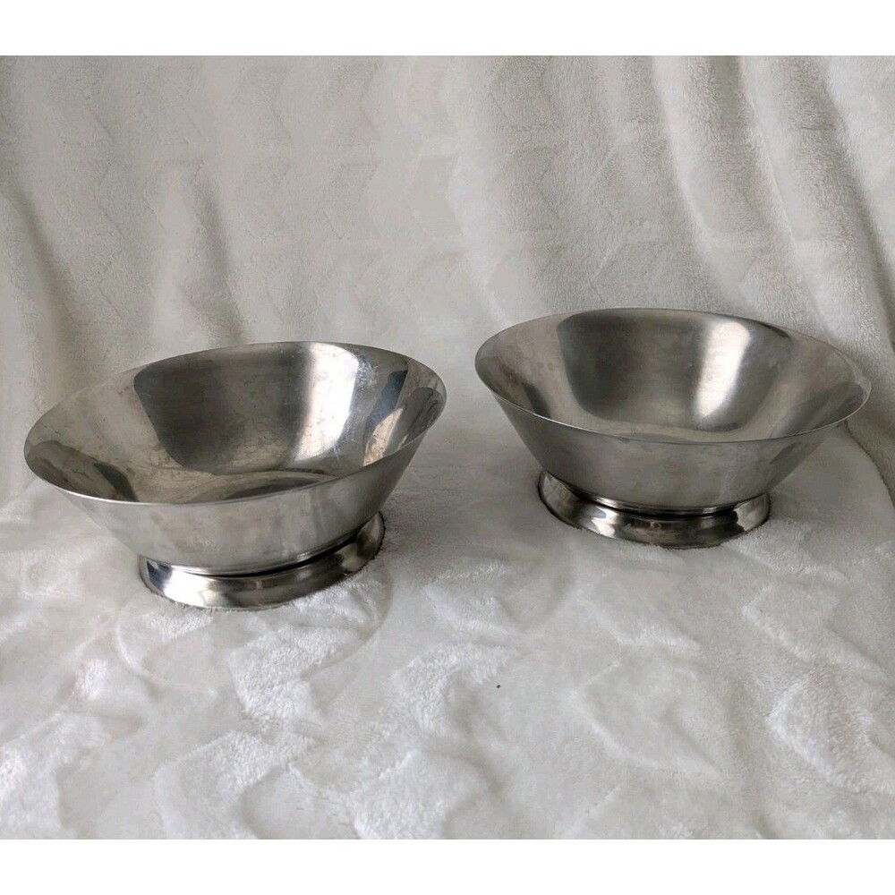 Vtg 2 Monarch Silver Stainless Steel 8 In Bowls